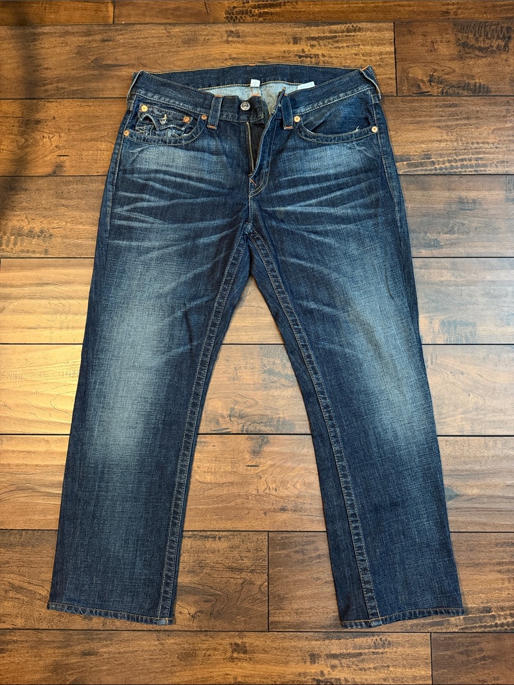 True Religion Men's Medium Dark Blue Straight Jeans 34x30